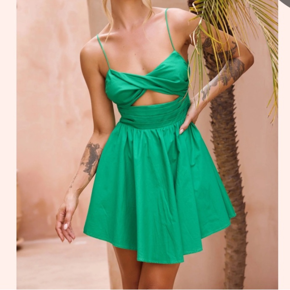 Sage and Paige mini twist front, double tie back dress